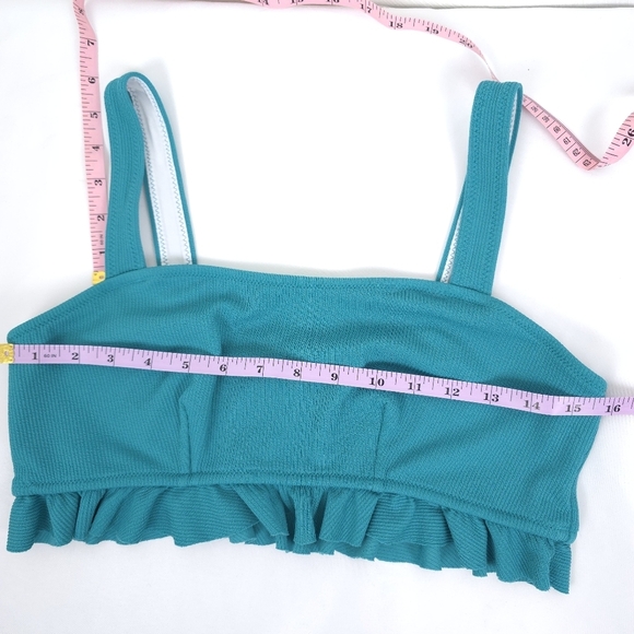 Cupshe teal solid ribbed ruffle 2 piece set size L - Picture 6 of 13